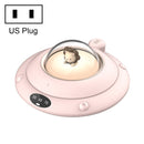 Cartoon Heated Cup Pad UFO Insulated And Constant Temperature Coaster with Night Light, US Plug(Pink)