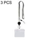 3 PCS TZ-003 Transparent PVC Horizontal ID Card Holder Badge(Horizontal Gray)