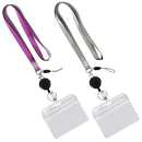 3 PCS TZ-003 Transparent PVC Horizontal ID Card Holder Badge(Horizontal Purple)