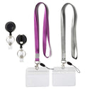 3 PCS TZ-003 Transparent PVC Horizontal ID Card Holder Badge(Horizontal Purple)