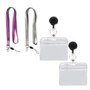 3 PCS TZ-003 Transparent PVC Horizontal ID Card Holder Badge(Horizontal Purple)
