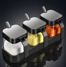 3 In 1 Lead-free Glass Spice Box Set Home Kitchen Storage Box With Lid