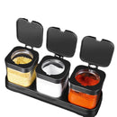 3 In 1 Lead-free Glass Spice Box Set Home Kitchen Storage Box With Lid