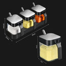 3 In 1 Lead-free Glass Spice Box Set Home Kitchen Storage Box With Lid