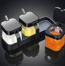 3 In 1 Lead-free Glass Spice Box Set Home Kitchen Storage Box With Lid
