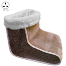 Plug-in High-top Electric Foot Warmer Heated Foot Warmer Boots UK Plug 240V(Brown)