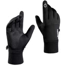 1 Pair With Velvet Waterproof Outdoor Cycling Cold and Wind-proof Warm Gloves, Size: One Size(Black)