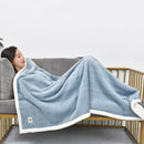 80x130cm Flannel Thickened Embossed Shawl Blanket Office Air Conditioning Blanket(Misty Blue)