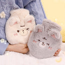 Cute Cartoon Plush Hot Water Bags Large Capacity Hand Warmers(White)