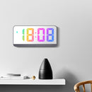 Colorful Fonts LED Electronic Alarm Clock Large Screen Clock(0725 White Shell Mirror Surface D)