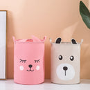Toy Storage Bag Children Clothing Organizer Cartoon Fabric Storage Bucket(Ears Bear)