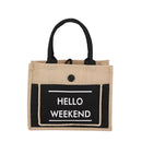 Portable Shopping Bag Waterproof Linen Lunch Bag(Black)