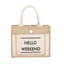 Portable Shopping Bag Waterproof Linen Lunch Bag(White)