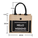 Portable Shopping Bag Waterproof Linen Lunch Bag(White)