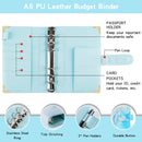 A6 Leather Loose-leaf Budget Book Handbook Notepad(Water Blue)