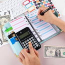 A6 Leather Loose-leaf Budget Book Handbook Notepad(Water Blue)