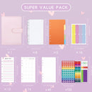 A6 Macaron PU Leather Loose-leaf Notebook Cash Budget Handbook(Purple)