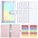 A6 Dazzling Color Loose-leaf Handbook Laser Macaroon PU Cash Budget Book(Laser Silver)