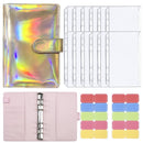 A6 Dazzling Color Loose-leaf Handbook Laser Macaroon PU Cash Budget Book(Rose Gold)