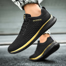 JD-9088 Autumn Fly Woven Soft Bottom Men Leisure Shoes Couple Running Shoes, Size: 38(Black Gold)