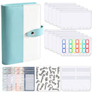 A6 Color Blocking Loose-Leaf Macaroon Notebook PU Cash Budget Handbook(Blue)