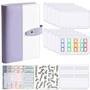 A6 Color Blocking Loose-Leaf Macaroon Notebook PU Cash Budget Handbook(Purple)