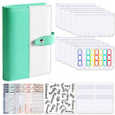 A6 Color Blocking Loose-Leaf Macaroon Notebook PU Cash Budget Handbook(Green)