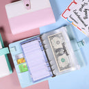 A6 Color Blocking Loose-Leaf Macaroon Notebook PU Cash Budget Handbook(Purple)