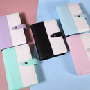 A6 Color Blocking Loose-Leaf Macaroon Notebook PU Cash Budget Handbook(Purple)