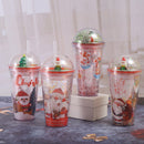 500ml Santa Claus Cartoon Portable Plastic Cup Double Micro Landscape Juice Cup(Style 3)