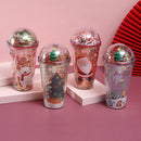 500ml Micro Landscape Plastic Cup Christmas Gift Double Cup(Style 4)