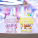 250ml Plastic Milk Tea Planet Cup Cartoon Children Water Cup(Pink)
