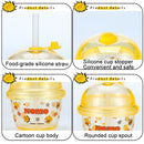 250ml Plastic Milk Tea Planet Cup Cartoon Children Water Cup(Pink)