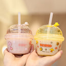250ml Plastic Milk Tea Planet Cup Cartoon Children Water Cup(Pink)