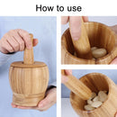 Kitchen Bamboo Garlic Pounder Food Stirrer With Lid(Small)