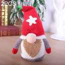 2PCS SD-KC5002 Christmas Decorations Knit Doll Rudolph Ornaments(Red)