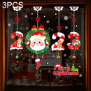 3PCS Santa Claus Hanging Stickers Shop Window Glass Door Living Room Wall Stickers(6304)