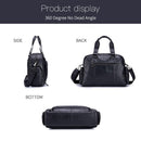 BULL CAPTAIN 0147 Leather Large Capacity Crossbody Travel Bag Briefcase(Black)