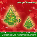 Christmas Decorative Pendant Wooden Lantern Craft Handmade(Christmas Tree Green)