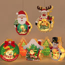 Christmas Decorative Pendant Wooden Lantern Craft Handmade(Christmas Tree Green)