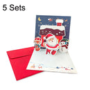 5 Sets Stereoscopic Christmas Card Christmas Greeting Postcard Message Card(Blue)
