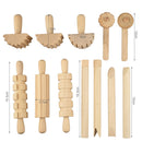 12 In 1 Plasticine Accessory DIY Slime Play Dough Wooden Tools Roller Stamp Rolling Pin Spoon