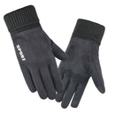 Q35 Suede Men Warm Gloves Touch Screen Sports Cycling Gloves, Size: One Size(Gray)