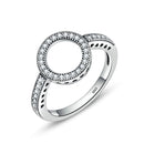 2 PCS Real 925 Sterling Silver Lucky Circle Diamond Halo Rings, Ring Size:8(White)