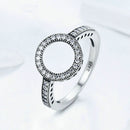 2 PCS Real 925 Sterling Silver Lucky Circle Diamond Halo Rings, Ring Size:8(White)