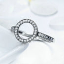 2 PCS Real 925 Sterling Silver Lucky Circle Diamond Halo Rings, Ring Size:8(White)