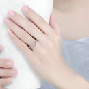 2 PCS Real 925 Sterling Silver Lucky Circle Diamond Halo Rings, Ring Size:8(White)
