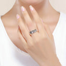 Fashion 925 Sterling Silver Daisy Flower Finger Rings for Women Wedding Engagement Jewelry, Ring Size:7