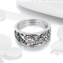 Fashion 925 Sterling Silver Daisy Flower Finger Rings for Women Wedding Engagement Jewelry, Ring Size:8