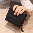 Women Short Zipper Cute Coin Purse Mini Wallet(Black)
